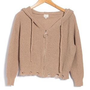 NEW Zip Up Sweater Knit Hoodie XS